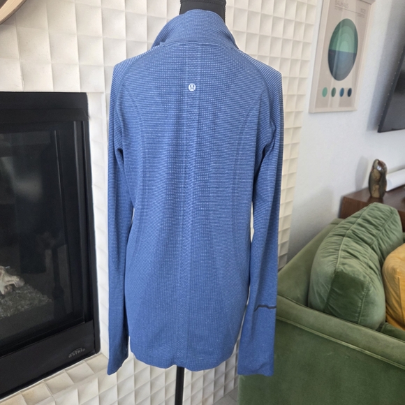 Lululemon Run: Swiftly Tech 1/2 Zip Pullover Tonka Stripe Heathered Blue Size 12 - Picture 9 of 11